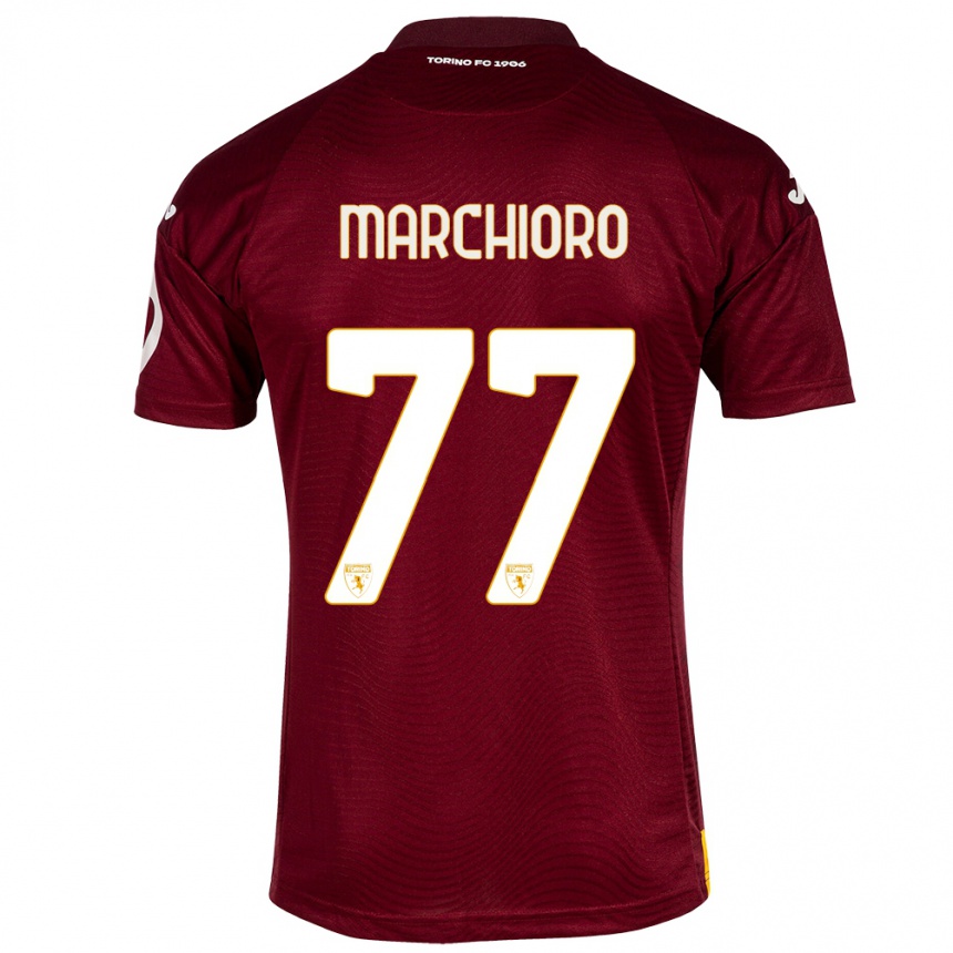 Kids Football Raffaele Marchioro #77 Dark Red Home Jersey 2023/24 T-Shirt