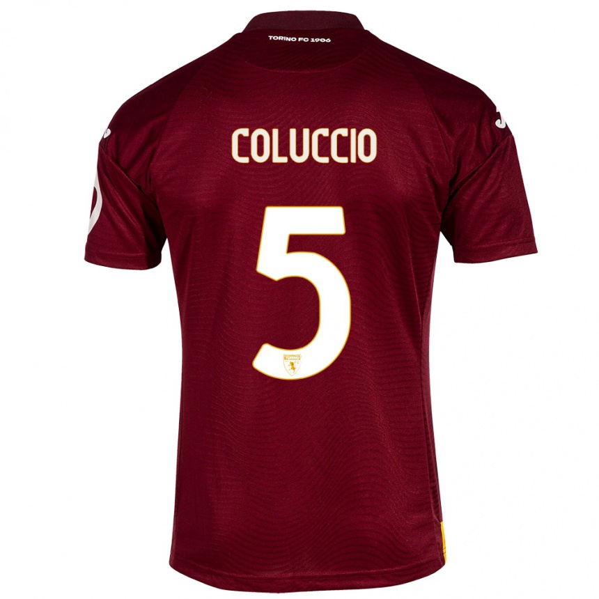 Kids Football Francesca Coluccio #5 Dark Red Home Jersey 2023/24 T-Shirt