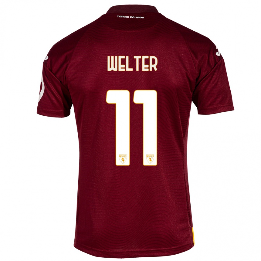 Kids Football Francesca Welter #11 Dark Red Home Jersey 2023/24 T-Shirt