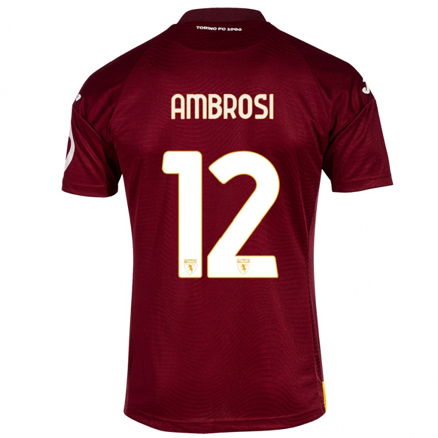 Kids Football Martina Ambrosi #12 Dark Red Home Jersey 2023/24 T-Shirt