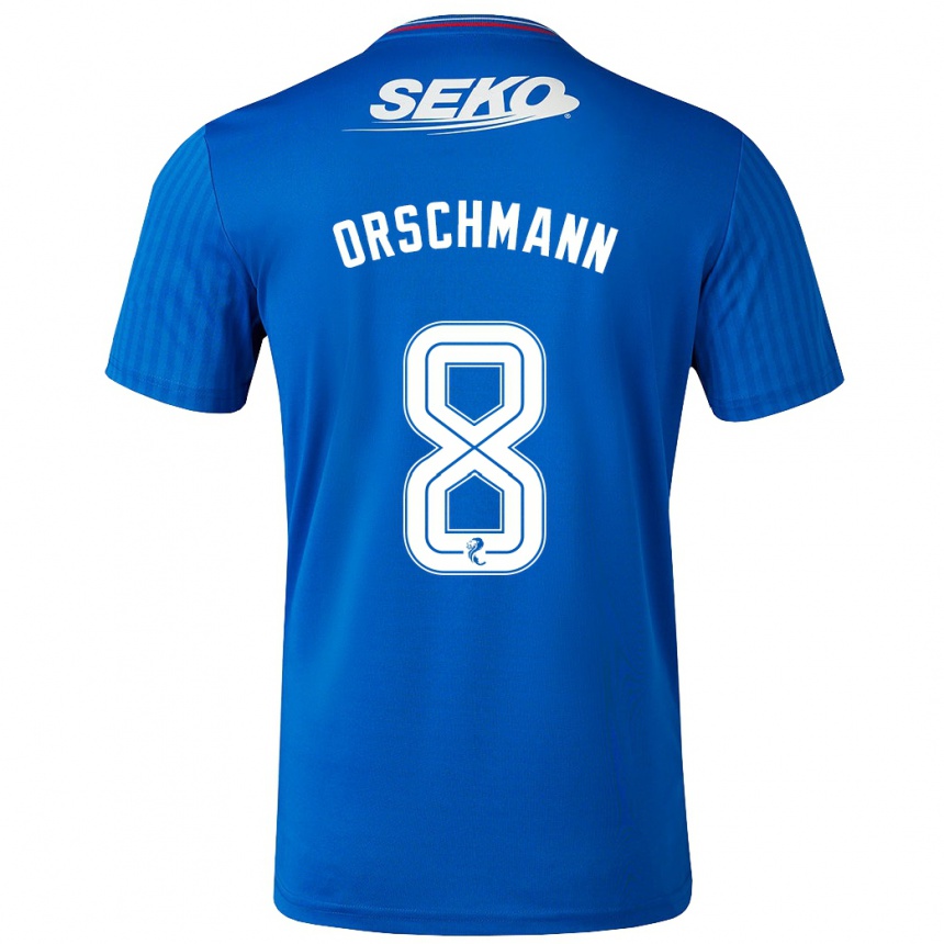 Kids Football Dina Orschmann #8 Blue Home Jersey 2023/24 T-Shirt