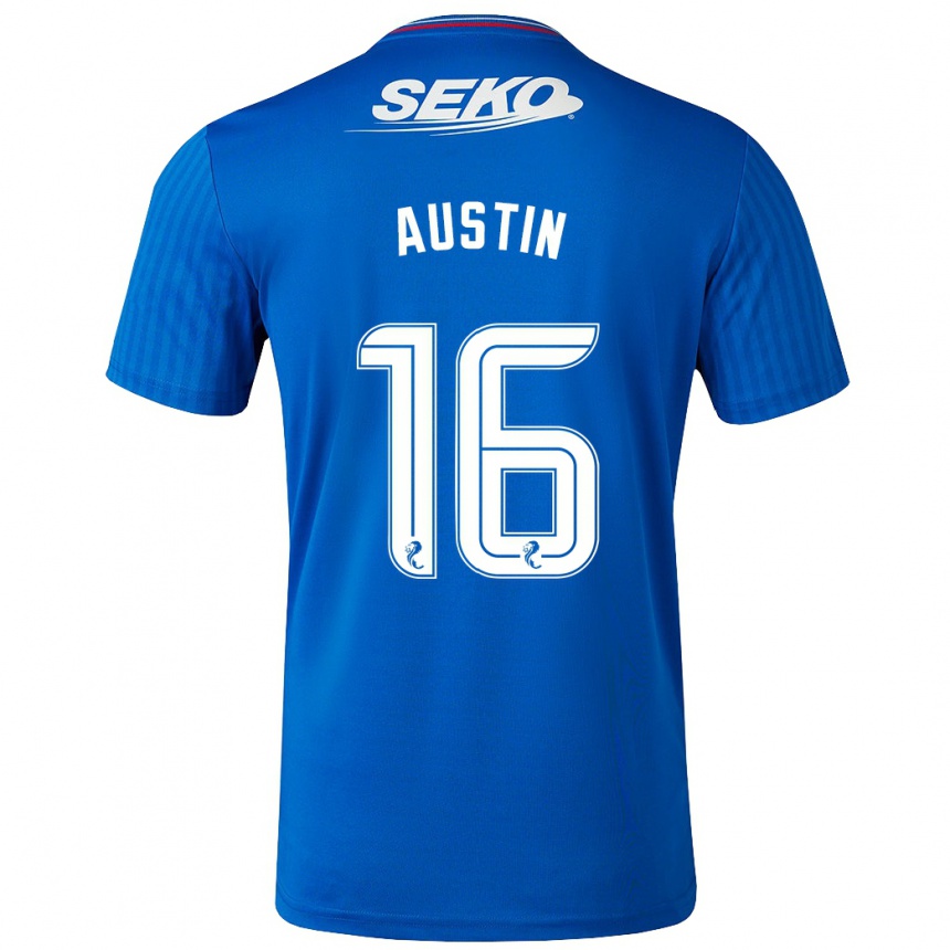 Kids Football Eilidh Austin #16 Blue Home Jersey 2023/24 T-Shirt