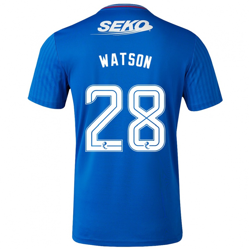 Kids Football Emma Watson #28 Blue Home Jersey 2023/24 T-Shirt