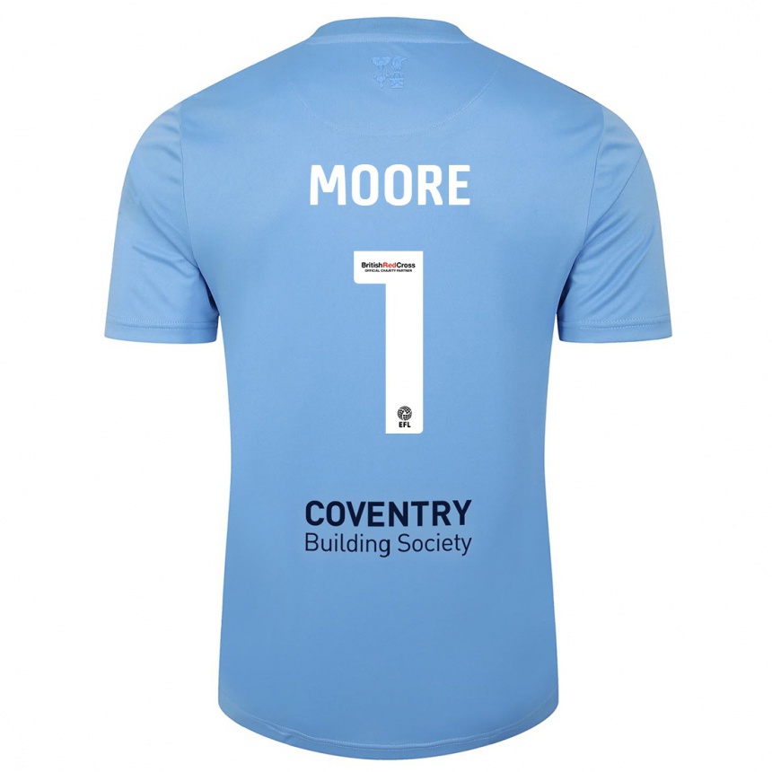 Kids Football Simon Moore #1 Sky Blue Home Jersey 2023/24 T-Shirt