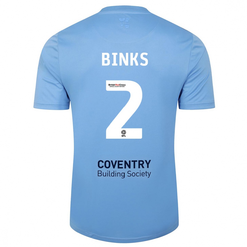 Kids Football Luis Binks #2 Sky Blue Home Jersey 2023/24 T-Shirt