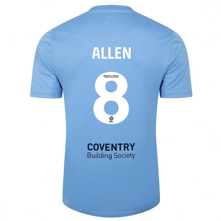 Kids Football Jamie Allen #8 Sky Blue Home Jersey 2023/24 T-Shirt