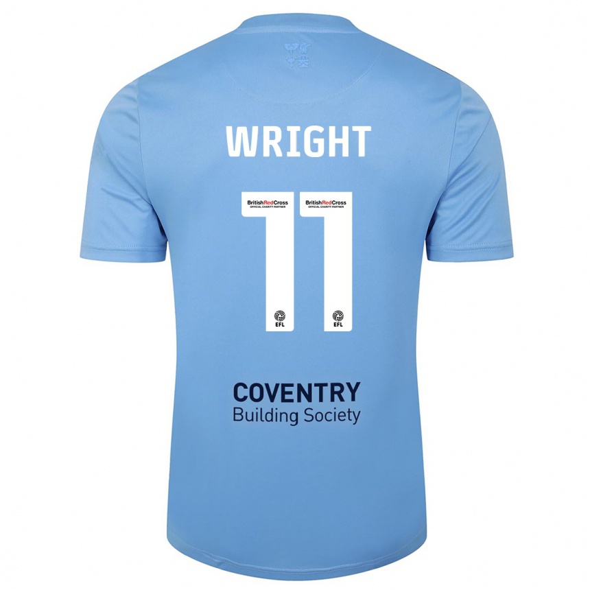 Kids Football Haji Wright #11 Sky Blue Home Jersey 2023/24 T-Shirt