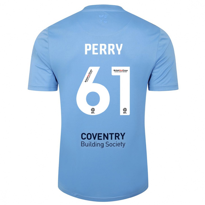 Kids Football Callum Perry #61 Sky Blue Home Jersey 2023/24 T-Shirt