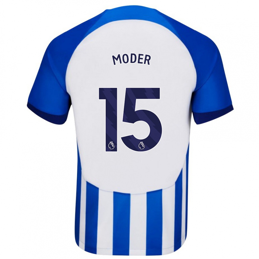 Kids Football Jakub Moder #15 Blue Home Jersey 2023/24 T-Shirt