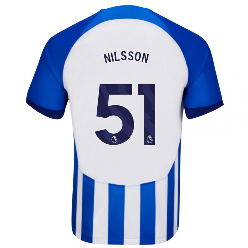 Kids Football Casper Nilsson #51 Blue Home Jersey 2023/24 T-Shirt