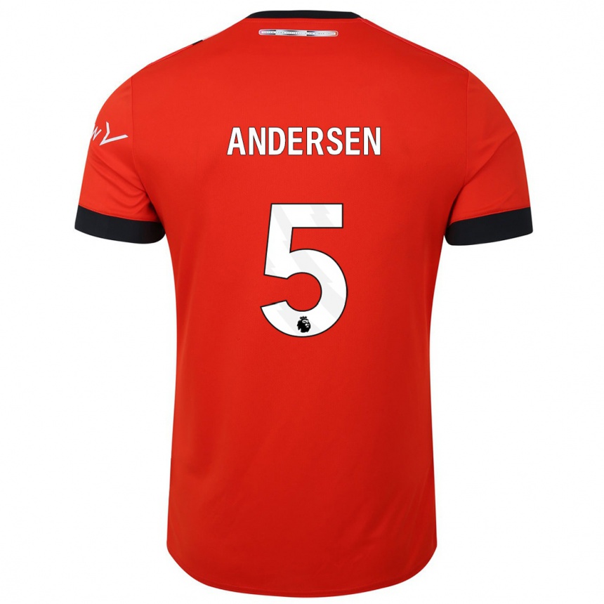 Kids Football Mads Andersen #5 Red Home Jersey 2023/24 T-Shirt