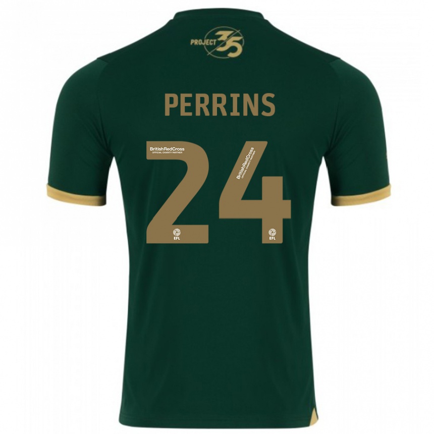 Kids Football Grace Perrins #24 Green Home Jersey 2023/24 T-Shirt