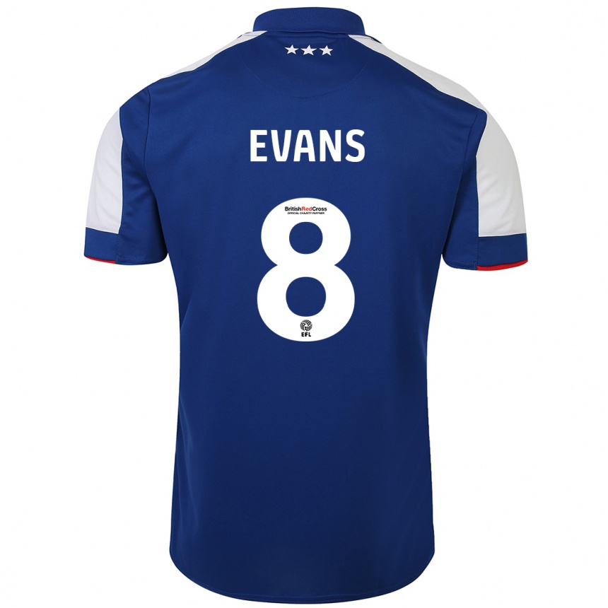 Kids Football Lee Evans #8 Blue Home Jersey 2023/24 T-Shirt