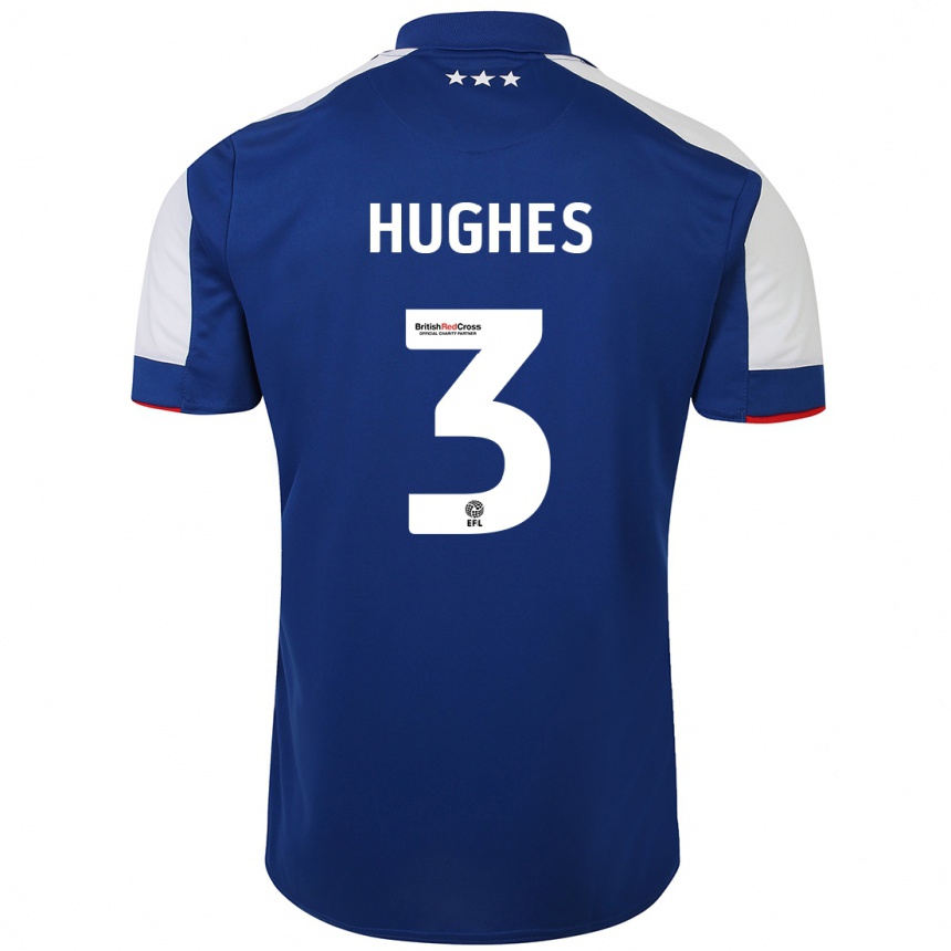 Kids Football Summer Hughes #3 Blue Home Jersey 2023/24 T-Shirt