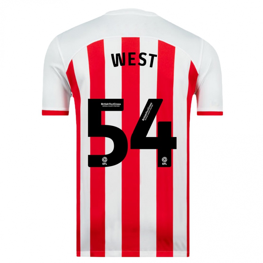 Kids Football Ella West #54 White Home Jersey 2023/24 T-Shirt