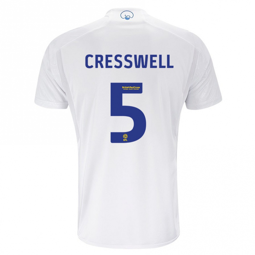 Kids Football Charlie Cresswell #5 White Home Jersey 2023/24 T-Shirt