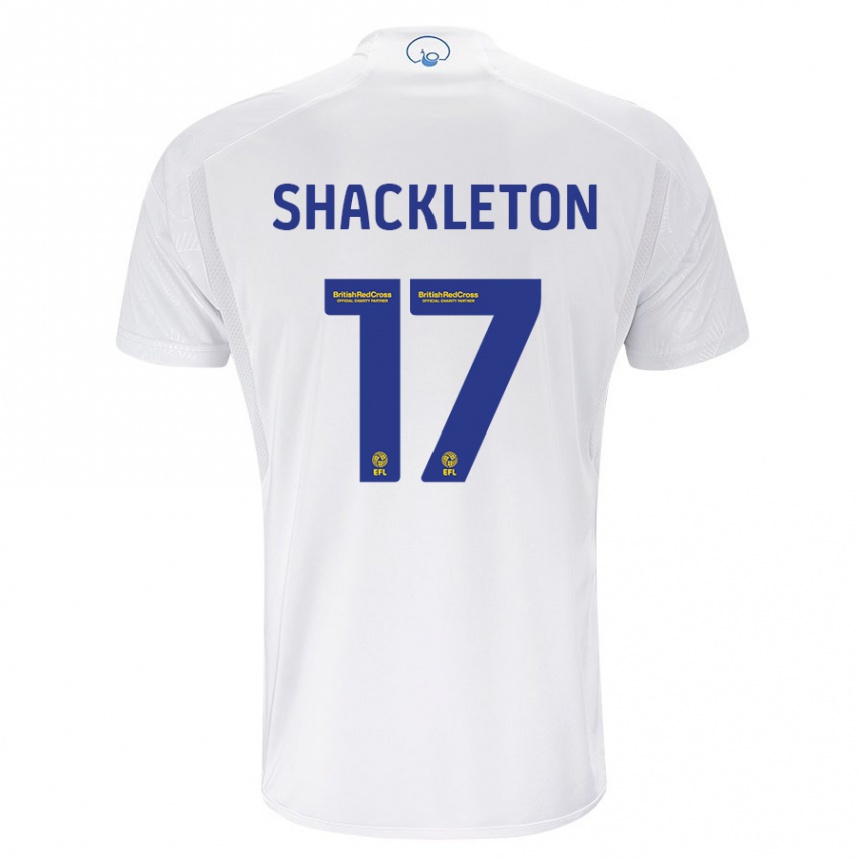 Kids Football Jamie Shackleton #17 White Home Jersey 2023/24 T-Shirt