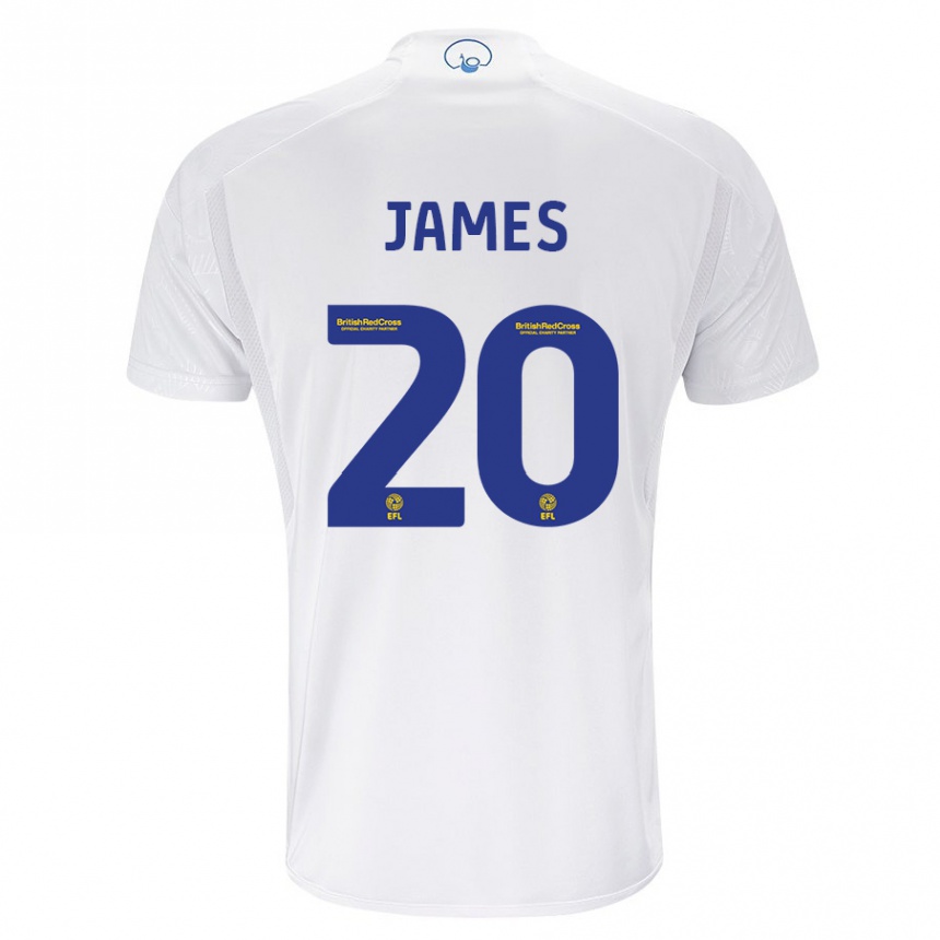 Kids Football Daniel James #20 White Home Jersey 2023/24 T-Shirt
