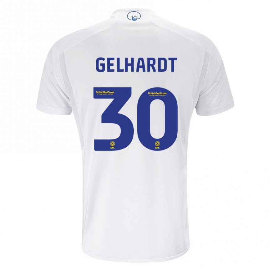 Kids Football Joe Gelhardt #30 White Home Jersey 2023/24 T-Shirt