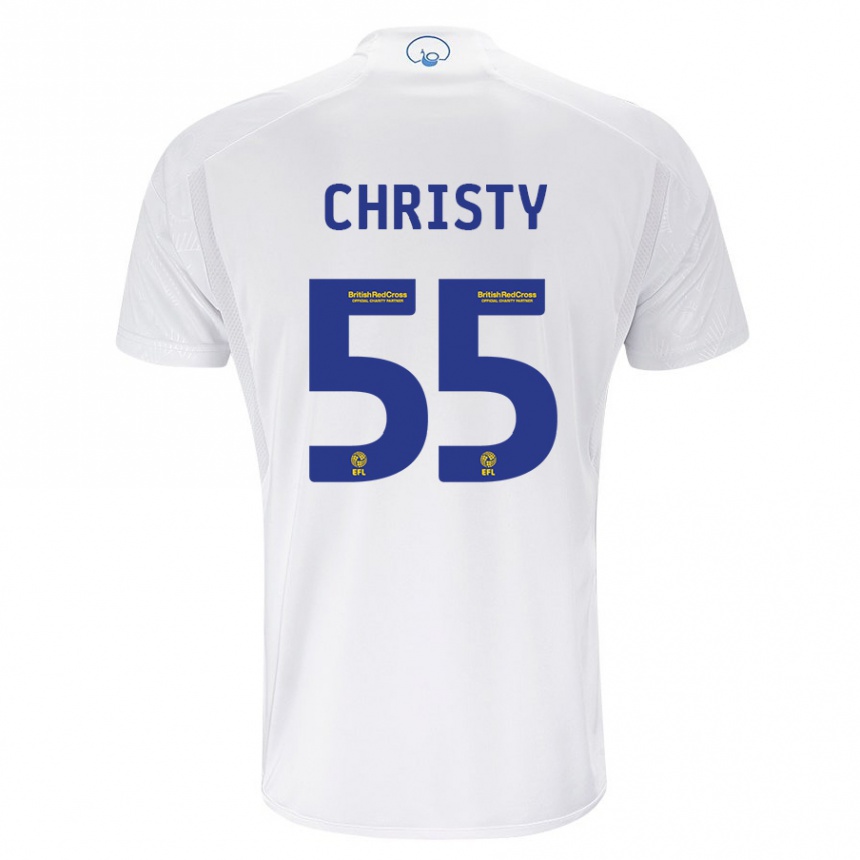 Kids Football Harry Christy #55 White Home Jersey 2023/24 T-Shirt
