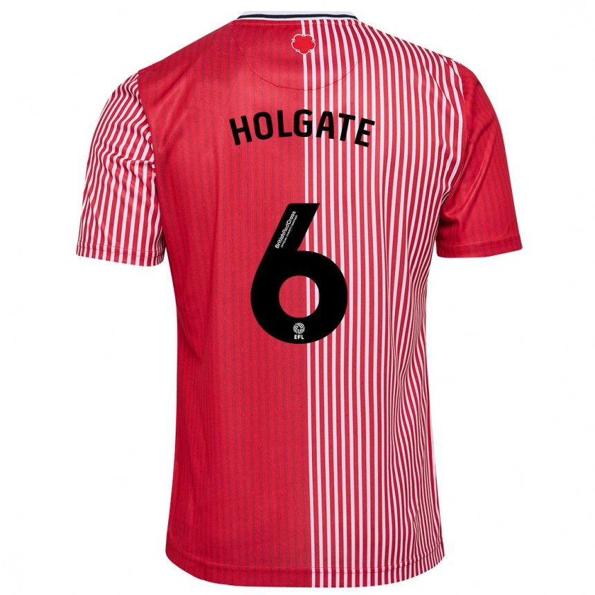 Kids Football Mason Holgate #6 Red Home Jersey 2023/24 T-Shirt