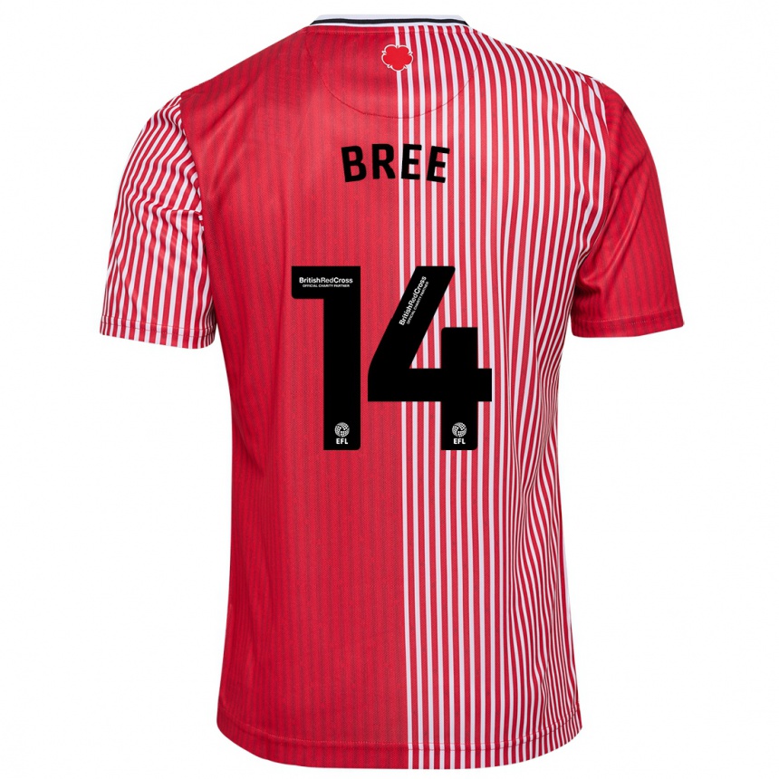 Kids Football James Bree #14 Red Home Jersey 2023/24 T-Shirt