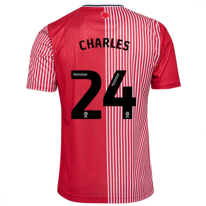 Kids Football Shea Charles #24 Red Home Jersey 2023/24 T-Shirt