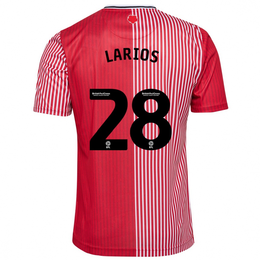 Kids Football Juan Larios #28 Red Home Jersey 2023/24 T-Shirt