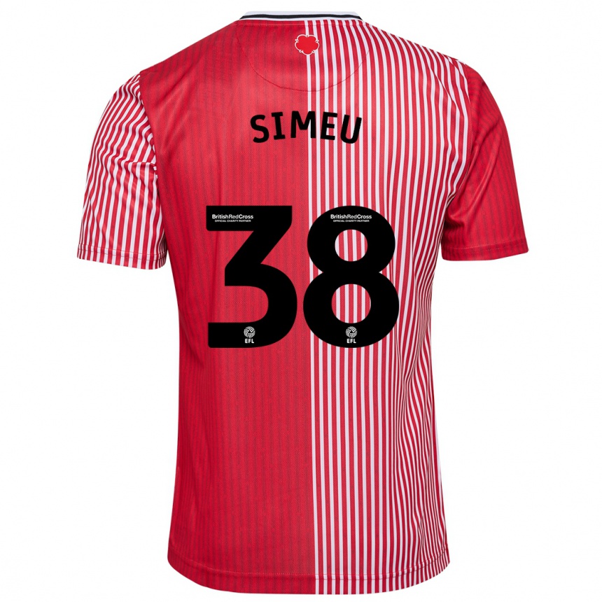 Kids Football Dynel Simeu #38 Red Home Jersey 2023/24 T-Shirt