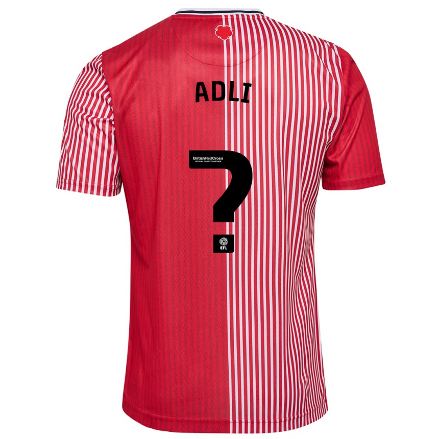 Kids Football Mohamed Adli #0 Red Home Jersey 2023/24 T-Shirt