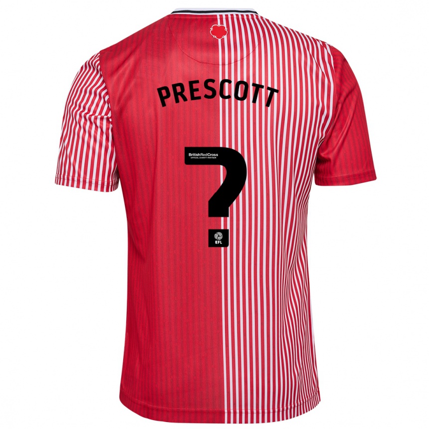 Kids Football Alfie Prescott #0 Red Home Jersey 2023/24 T-Shirt