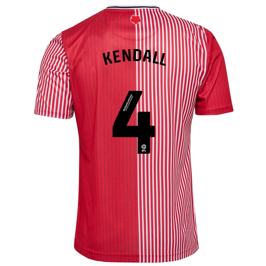 Kids Football Lucia Kendall #4 Red Home Jersey 2023/24 T-Shirt