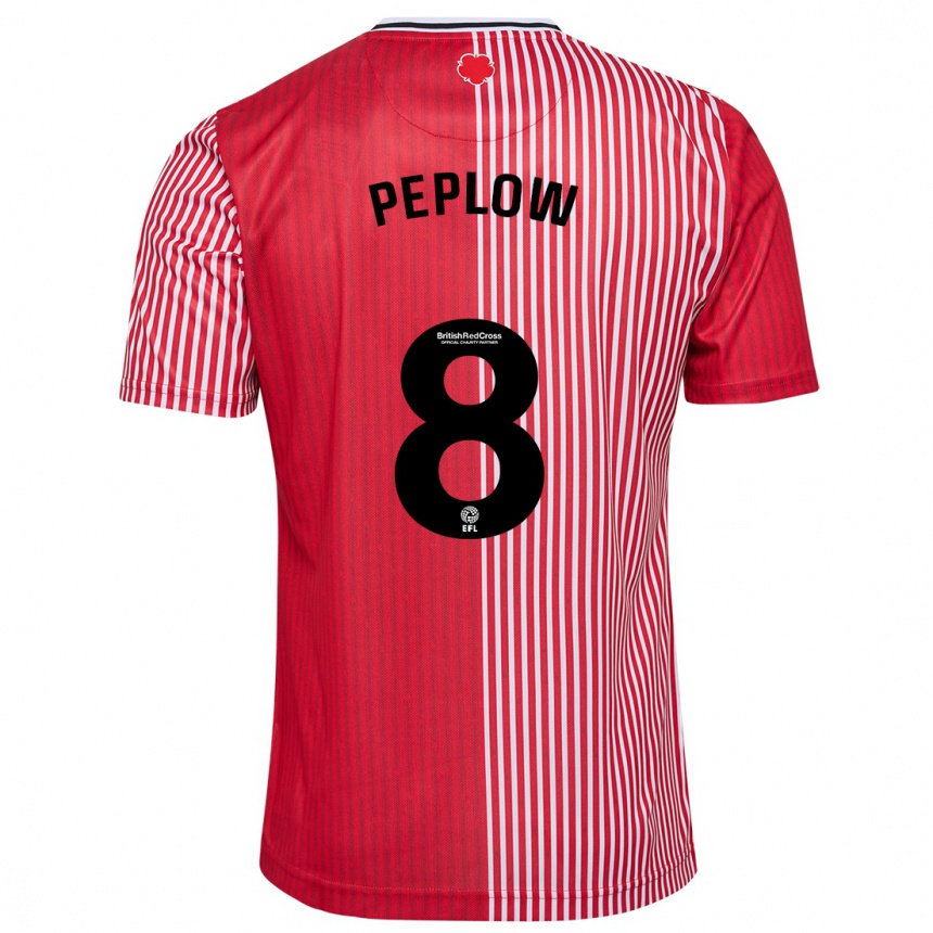 Kids Football Chloe Peplow #8 Red Home Jersey 2023/24 T-Shirt