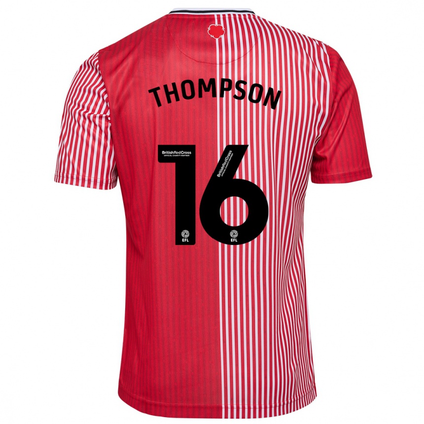 Kids Football Emma Thompson #16 Red Home Jersey 2023/24 T-Shirt