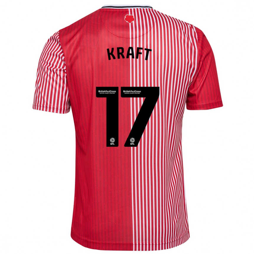 Kids Football Emily Kraft #17 Red Home Jersey 2023/24 T-Shirt