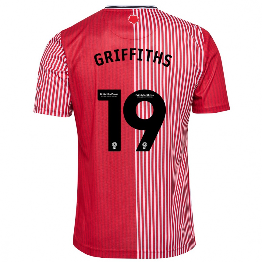 Kids Football Alice Griffiths #19 Red Home Jersey 2023/24 T-Shirt