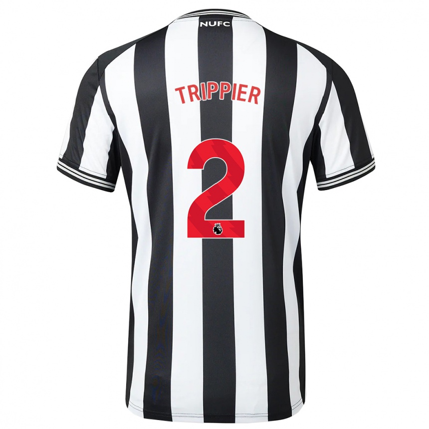 Kids Football Kieran Trippier #2 Black White Home Jersey 2023/24 T-Shirt