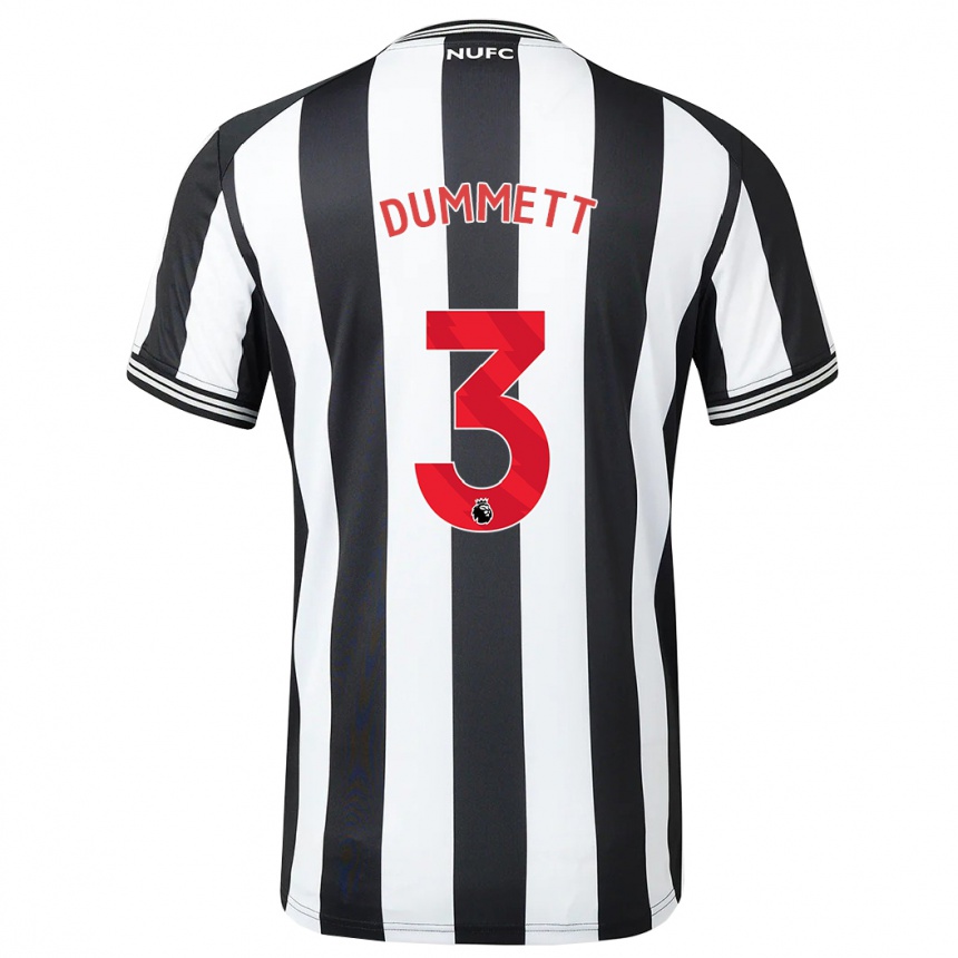 Kids Football Paul Dummett #3 Black White Home Jersey 2023/24 T-Shirt