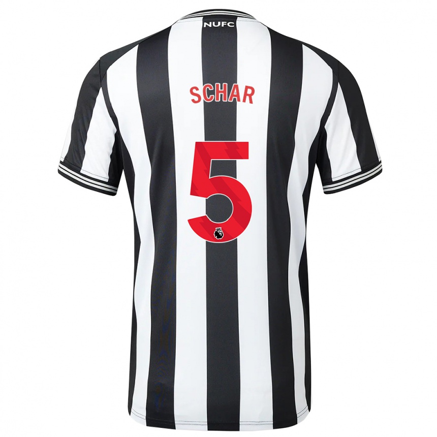 Kids Football Fabian Schär #5 Black White Home Jersey 2023/24 T-Shirt