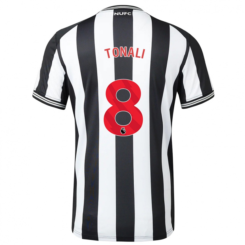 Kids Football Sandro Tonali #8 Black White Home Jersey 2023/24 T-Shirt