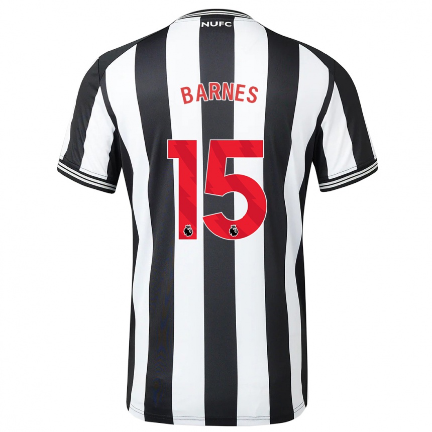 Kids Football Harvey Barnes #15 Black White Home Jersey 2023/24 T-Shirt