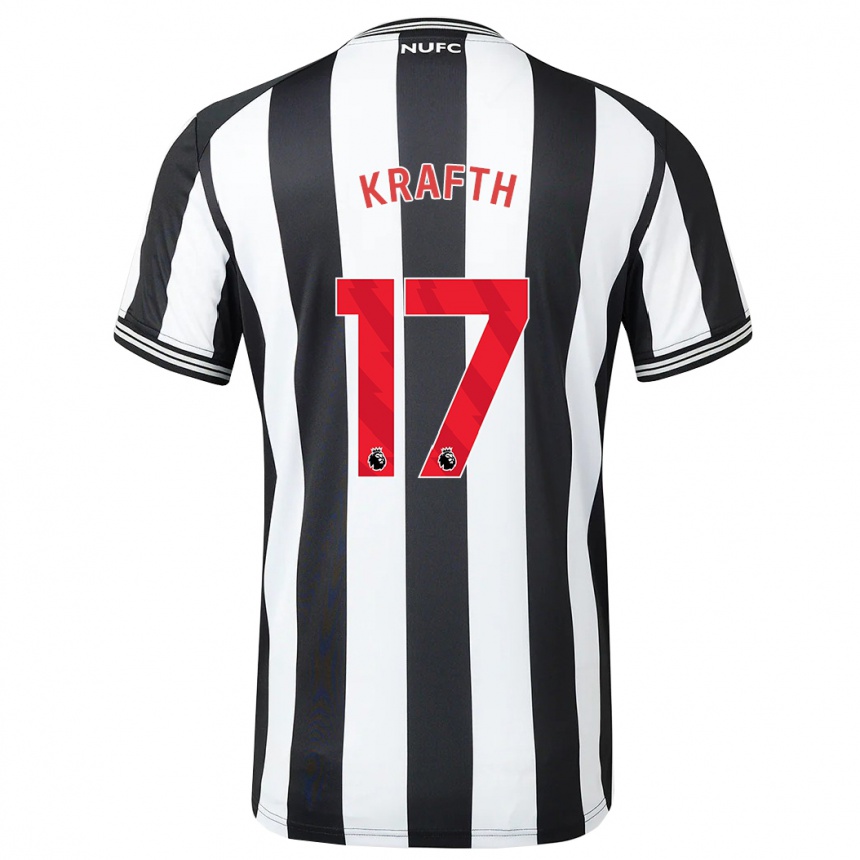 Kids Football Emil Krafth #17 Black White Home Jersey 2023/24 T-Shirt