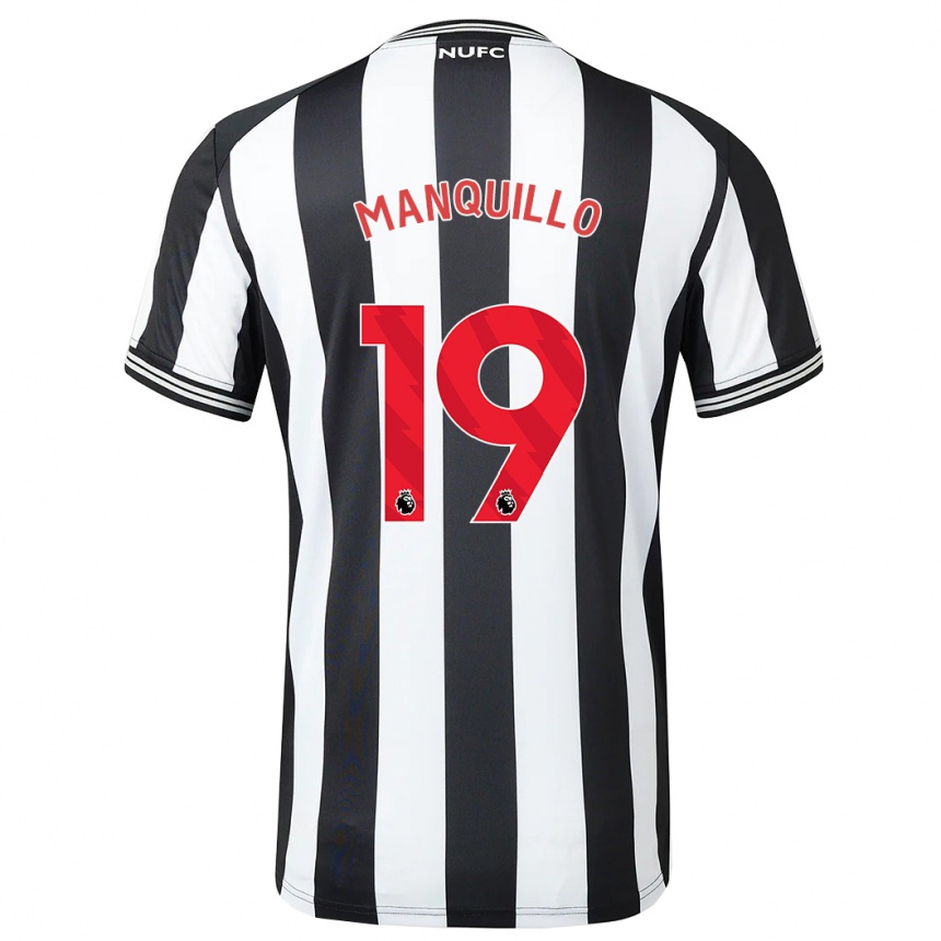 Kids Football Javier Manquillo #19 Black White Home Jersey 2023/24 T-Shirt