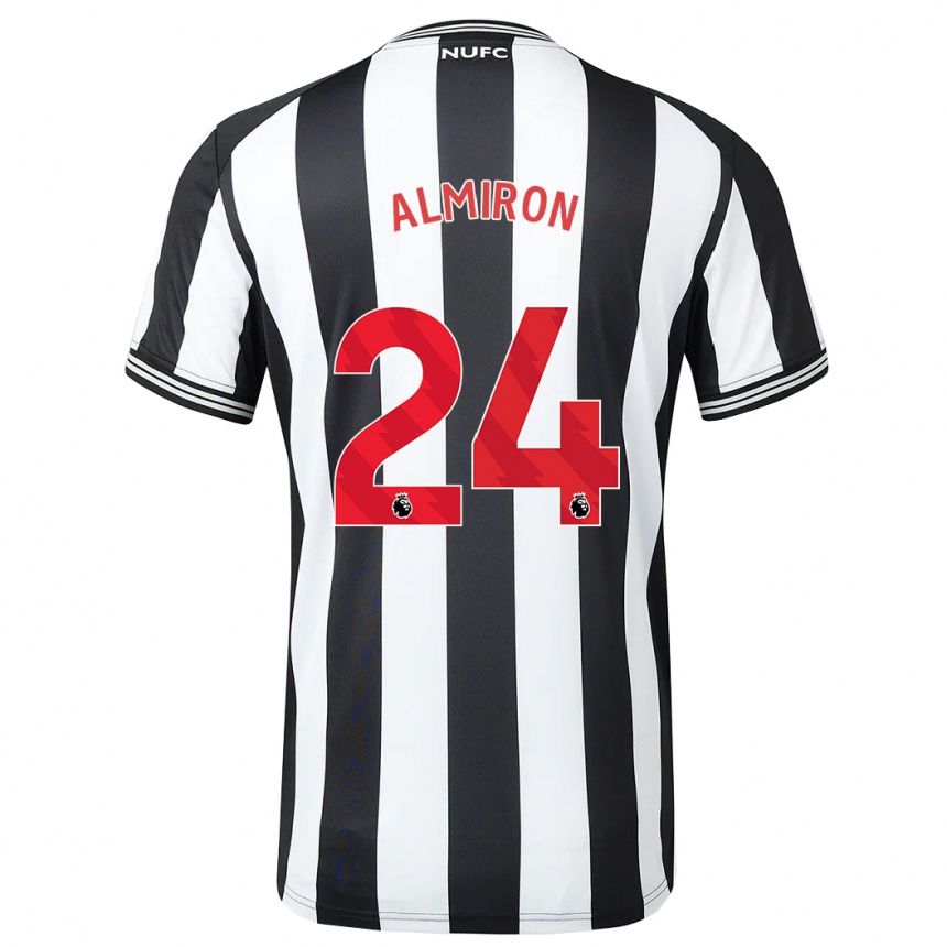 Kids Football Miguel Almirón #24 Black White Home Jersey 2023/24 T-Shirt