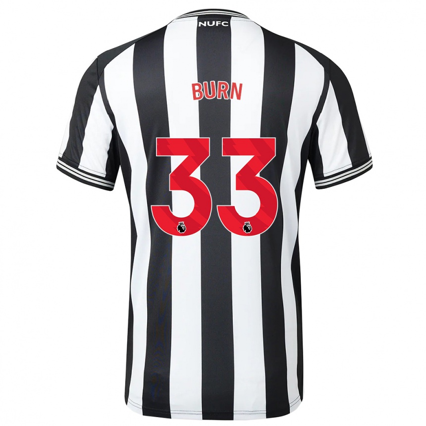 Kids Football Dan Burn #33 Black White Home Jersey 2023/24 T-Shirt