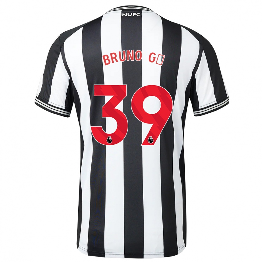 Kids Football Bruno Guimarães #39 Black White Home Jersey 2023/24 T-Shirt