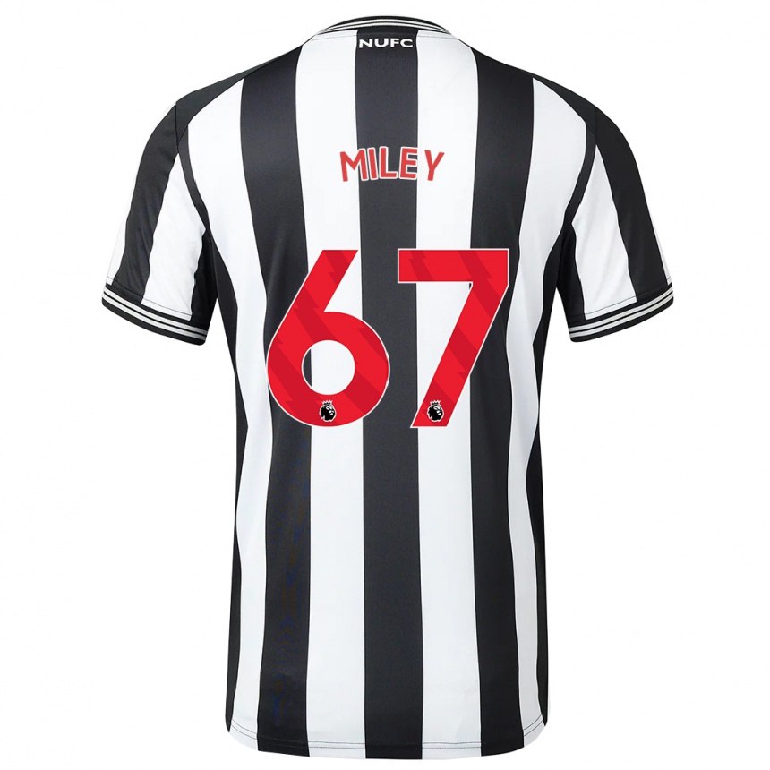 Kids Football Lewis Miley #67 Black White Home Jersey 2023/24 T-Shirt