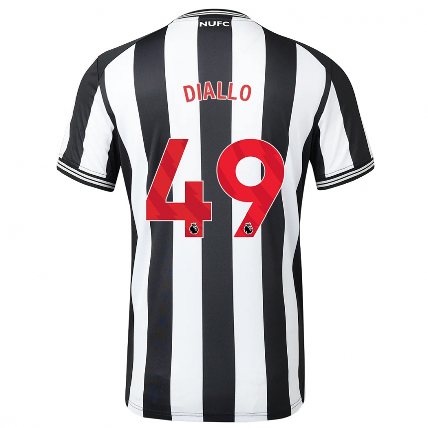 Kids Football Amadou Diallo #49 Black White Home Jersey 2023/24 T-Shirt