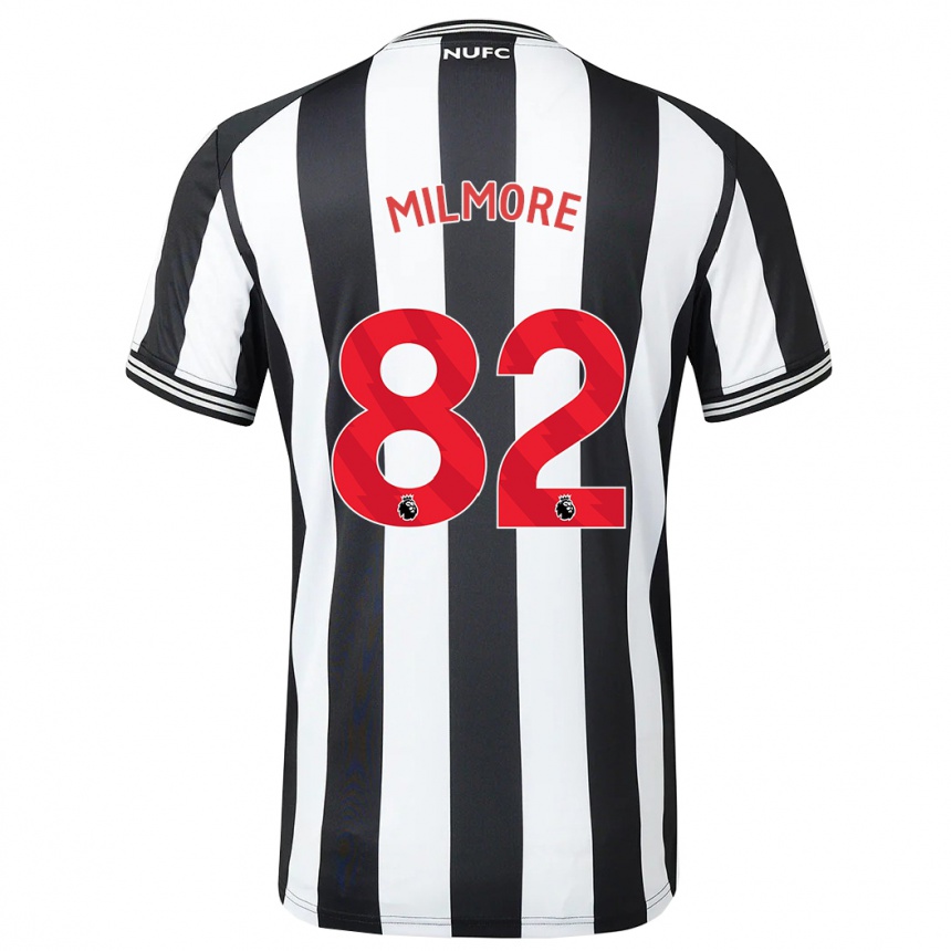 Kids Football Carter Milmore #82 Black White Home Jersey 2023/24 T-Shirt