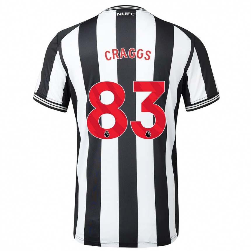 Kids Football Luke Craggs #83 Black White Home Jersey 2023/24 T-Shirt